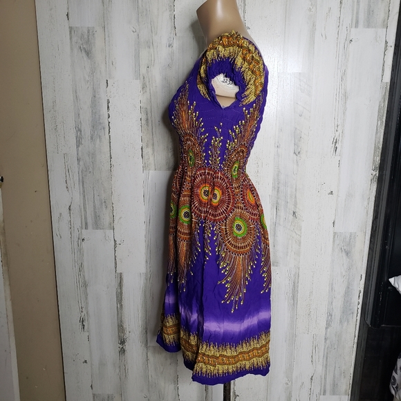 Vibrant Purple Smock Bodice African Print - Picture 2 of 4